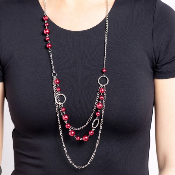 Radiate Royalty with Our Red Princess Gemstone Earring and Necklace Set - Picture 2 of 4